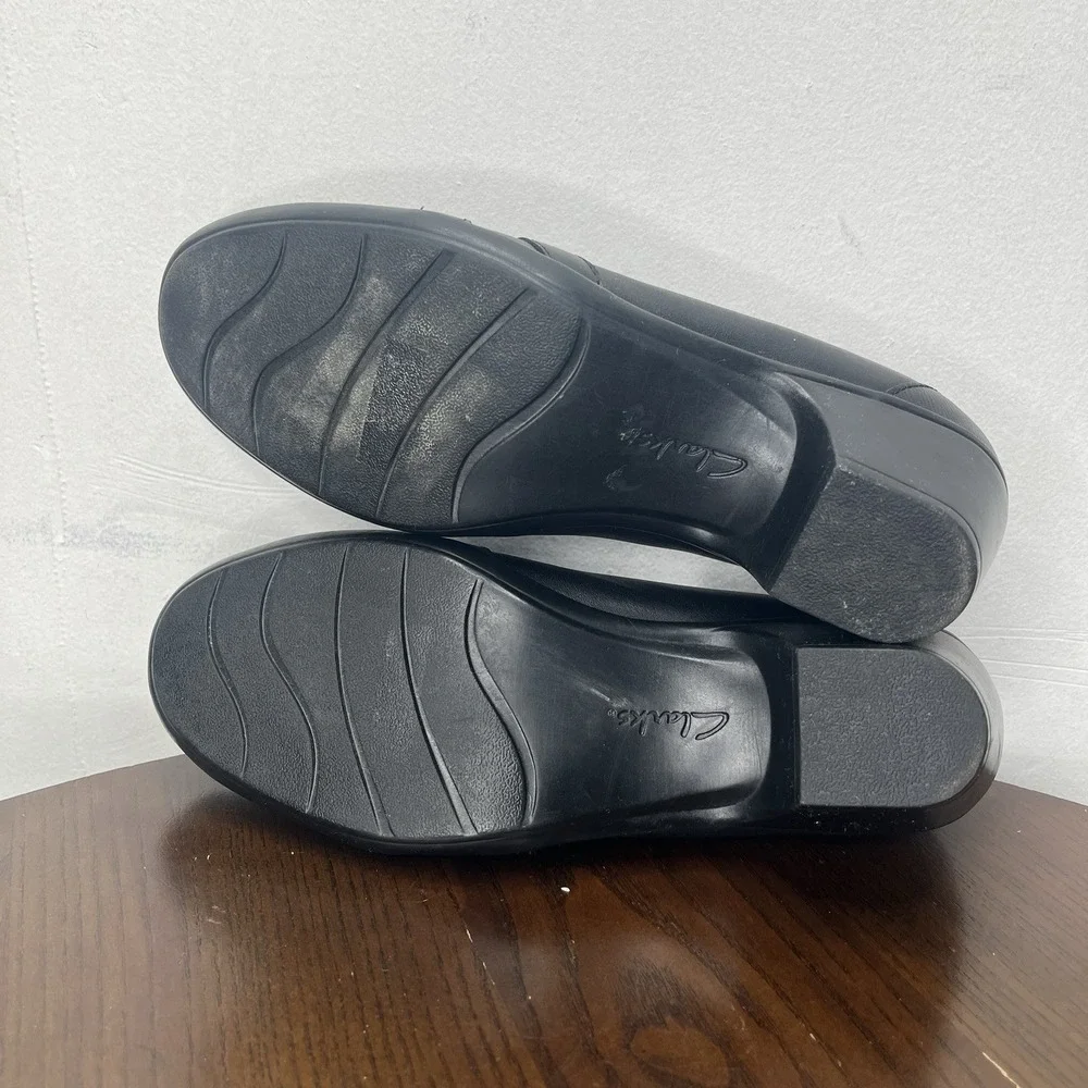 Clarks Bendables Shoes Women's 8.5M Black Leather‎ Pump Heel Block Heel Career